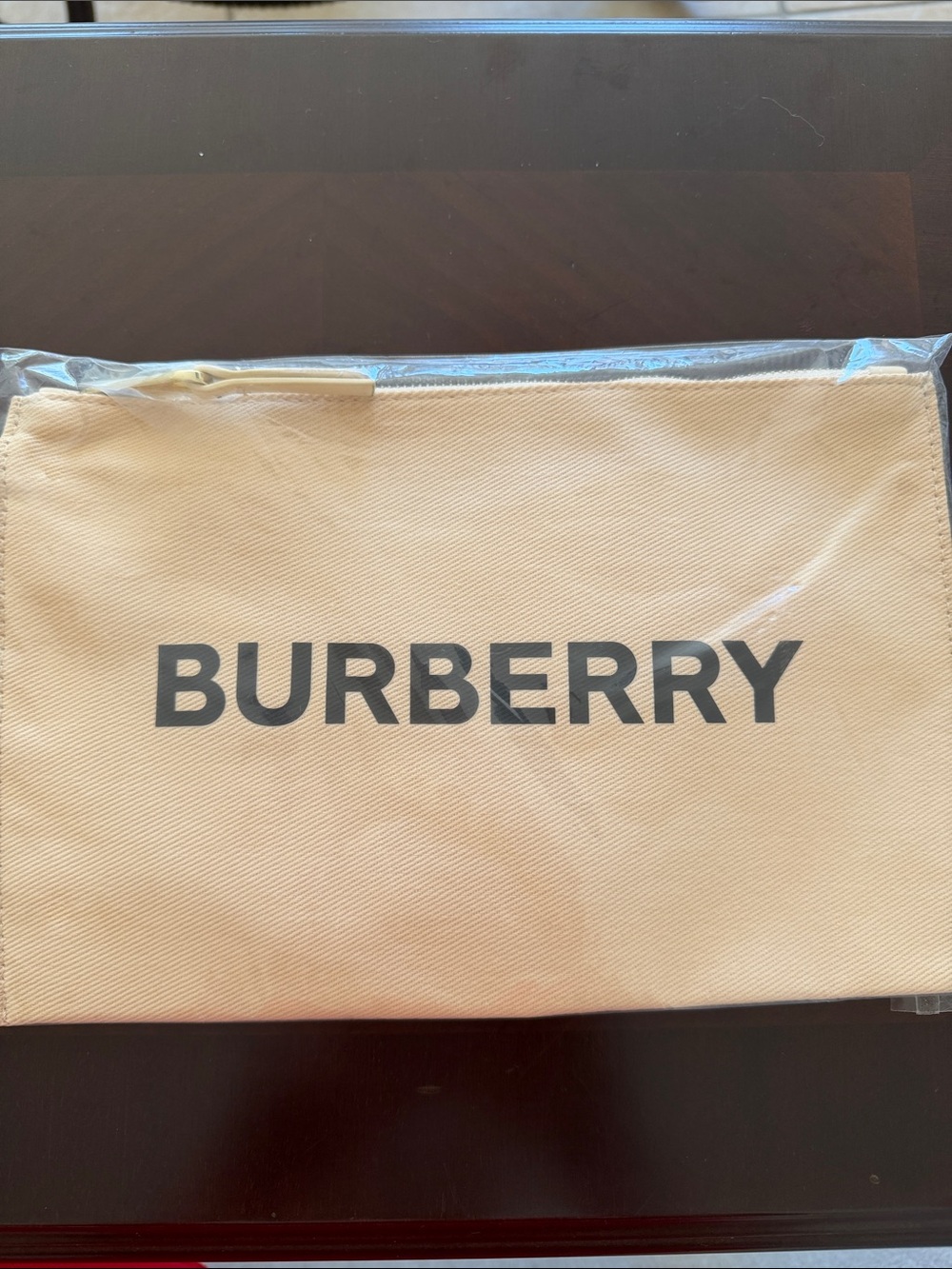 Burberry Cream Canvas Toiletry Pouch with Bold Logo
